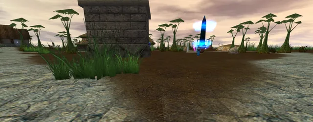 Bluespire, among the palms