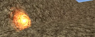 A fiery portal to the Elemental Caverns