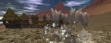 Crystal creatures near Fort Tethana at night (night)